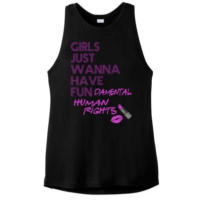 Girls Just Wanna Have Fundamental Human Rights Ladies PosiCharge Tri-Blend Wicking Tank