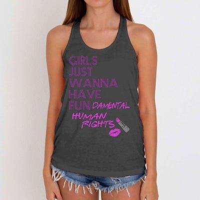 Girls Just Wanna Have Fundamental Human Rights Women's Knotted Racerback Tank