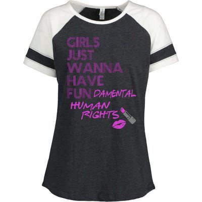 Girls Just Wanna Have Fundamental Human Rights Enza Ladies Jersey Colorblock Tee