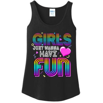 Girl Just Wanna Have Fun Awesome 70s 80s 90s 1980s Ladies Essential Tank