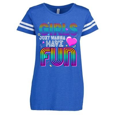 Girl Just Wanna Have Fun Awesome 70s 80s 90s 1980s Enza Ladies Jersey Football T-Shirt