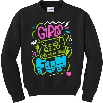 Girl Just Wanna Have Fun Nostalgia 1980s Kids Sweatshirt