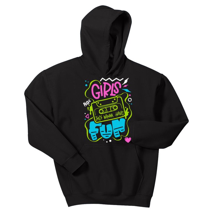 Girl Just Wanna Have Fun Nostalgia 1980s Kids Hoodie