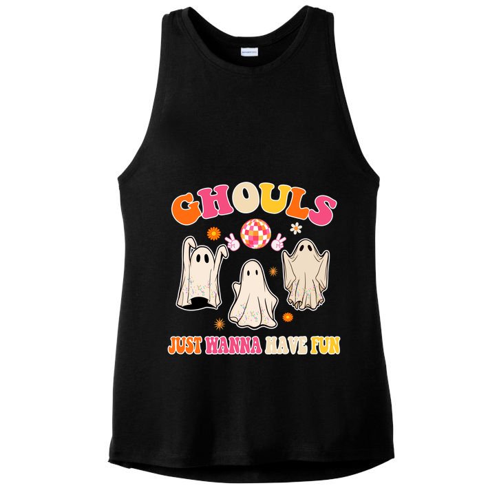 Ghouls Just Wanna Have Fun Halloween Groovy Ghost Ladies PosiCharge Tri-Blend Wicking Tank