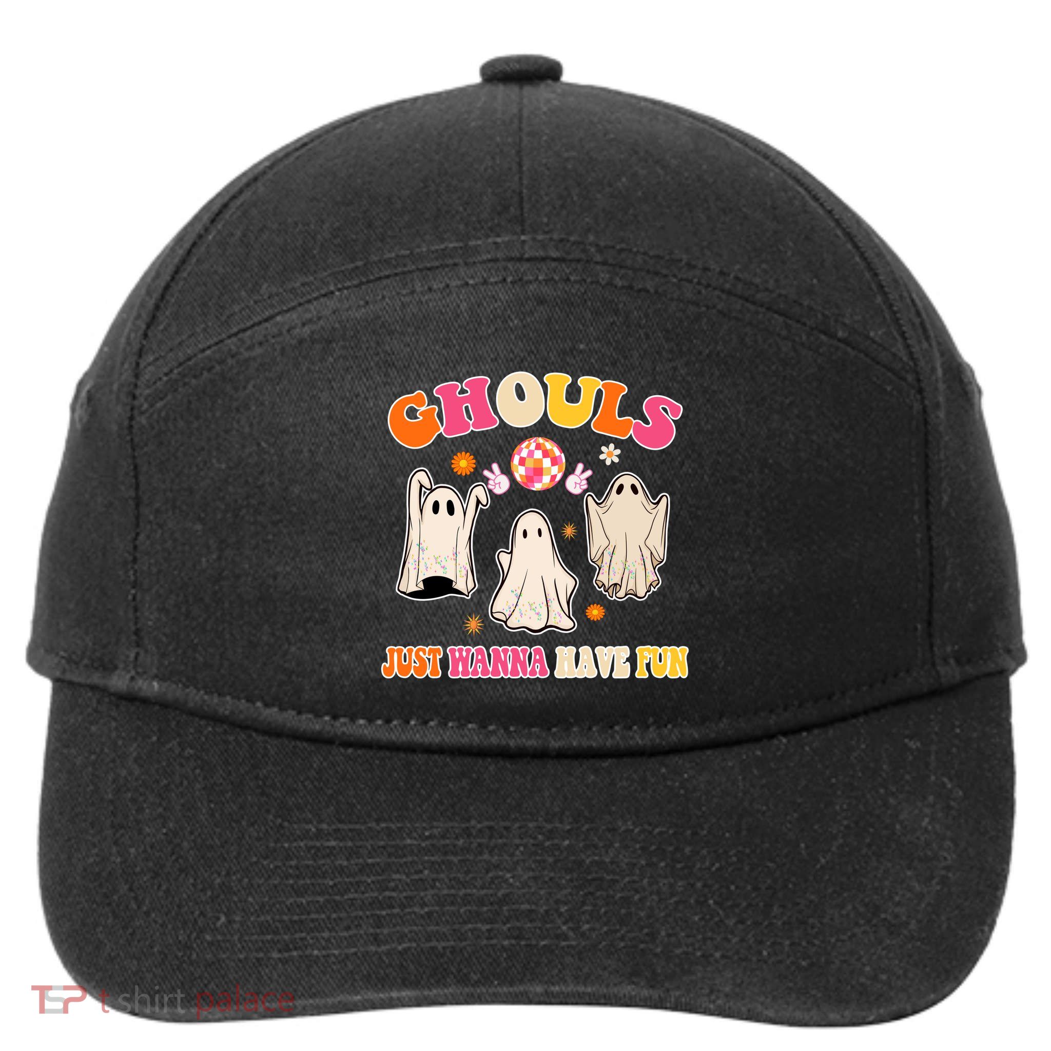 Ghouls Just Wanna Have Fun Halloween Groovy Ghost 7-Panel Snapback Hat