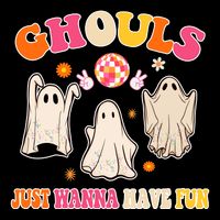 Ghouls Just Wanna Have Fun Halloween Groovy Ghost 16 in Basic Backpack