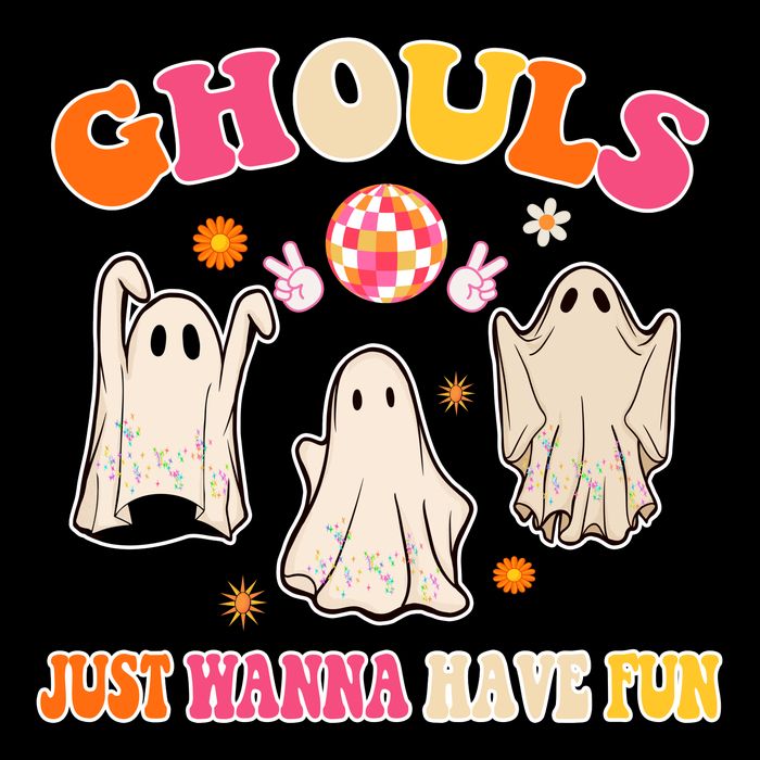 Ghouls Just Wanna Have Fun Halloween Groovy Ghost 16 in Basic Backpack