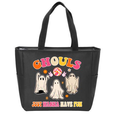 Ghouls Just Wanna Have Fun Halloween Groovy Ghost Zip Tote Bag