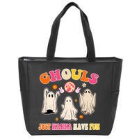 Ghouls Just Wanna Have Fun Halloween Groovy Ghost Zip Tote Bag