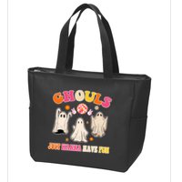 Ghouls Just Wanna Have Fun Halloween Groovy Ghost Zip Tote Bag