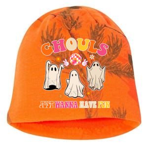 Ghouls Just Wanna Have Fun Halloween Groovy Ghost Kati - Camo Knit Beanie