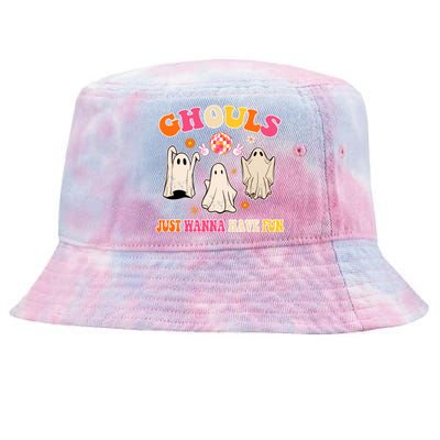 Ghouls Just Wanna Have Fun Halloween Groovy Ghost Tie-Dyed Bucket Hat