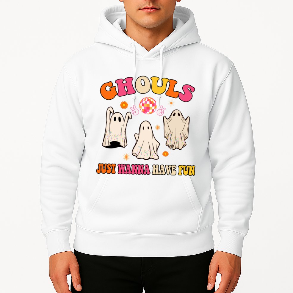 Ghouls Just Wanna Have Fun Halloween Groovy Ghost Hoodie