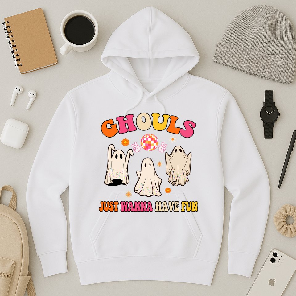 Ghouls Just Wanna Have Fun Halloween Groovy Ghost Hoodie