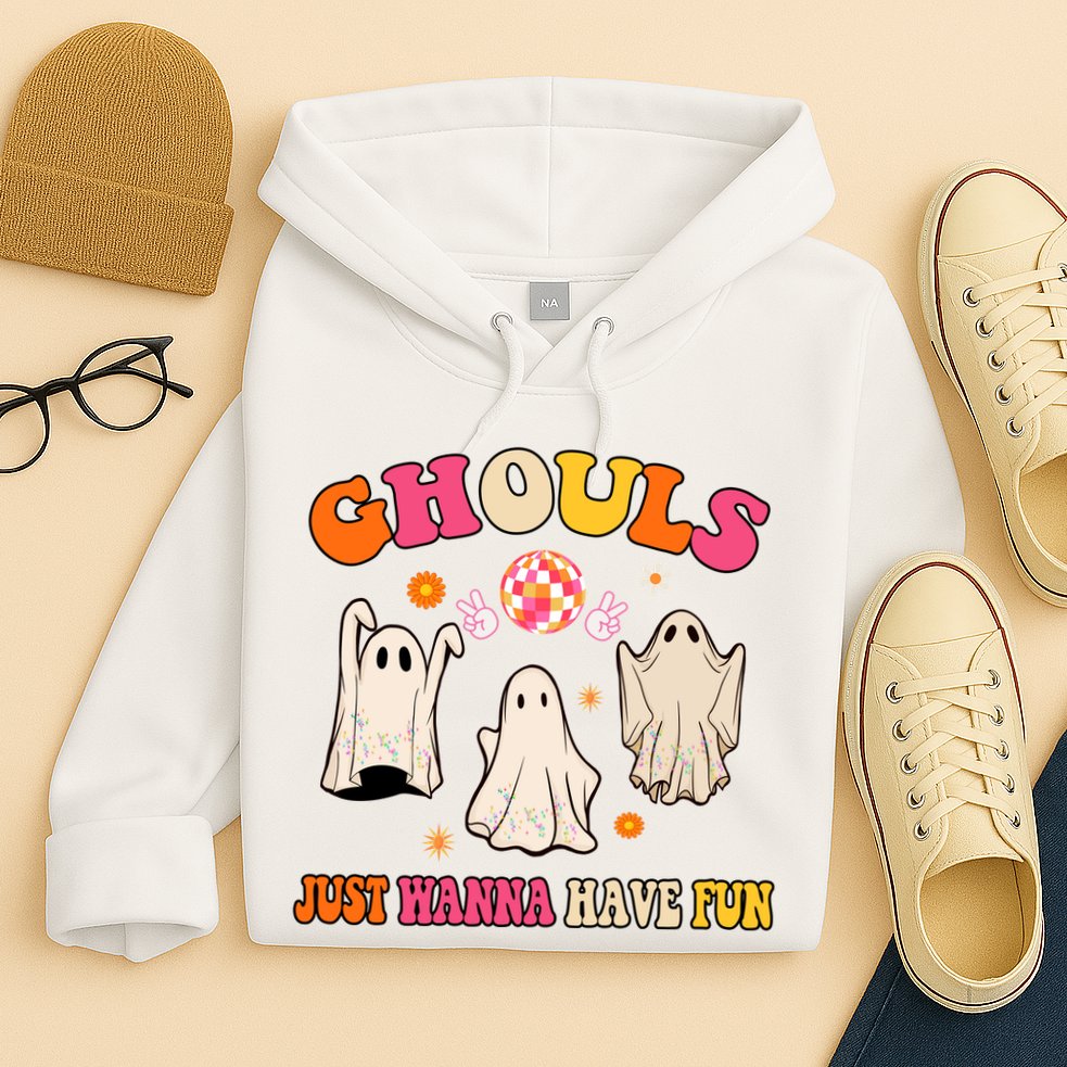 Ghouls Just Wanna Have Fun Halloween Groovy Ghost Hoodie