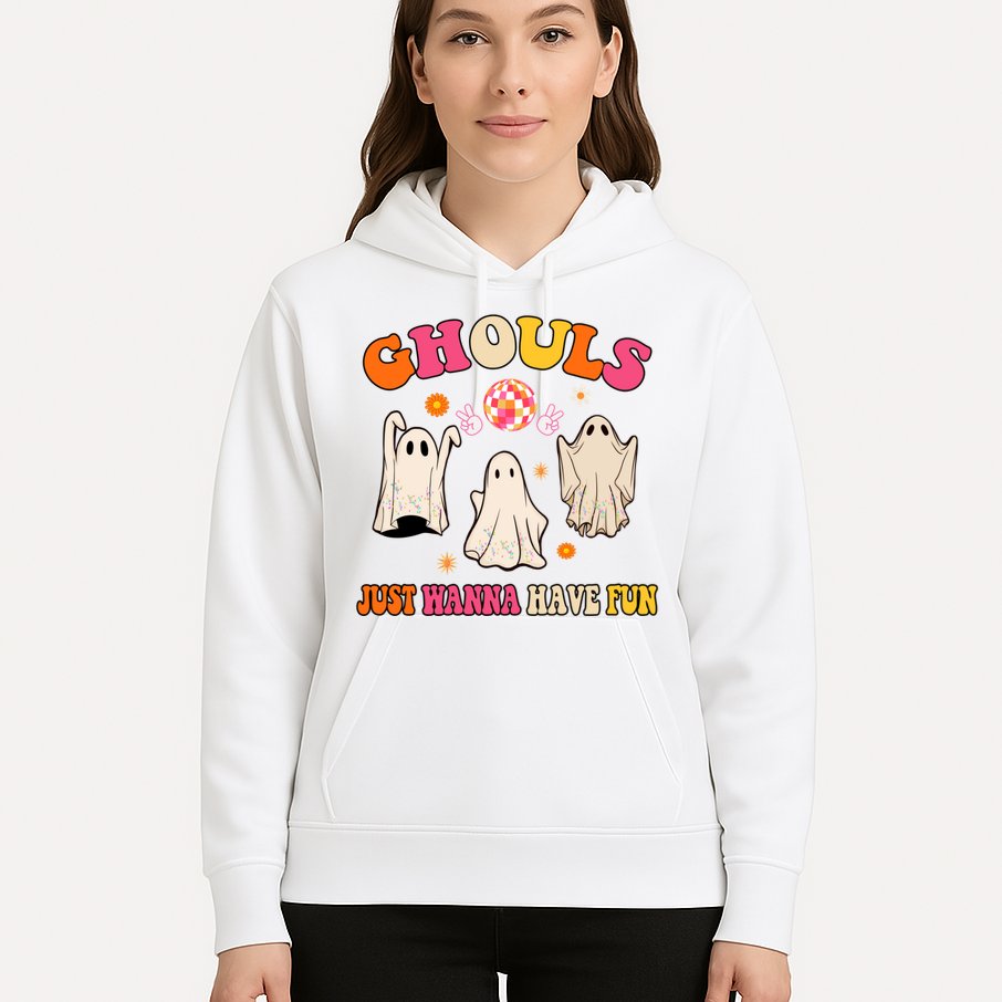 Ghouls Just Wanna Have Fun Halloween Groovy Ghost Hoodie
