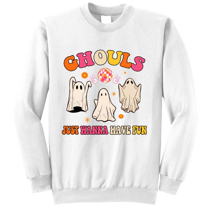 Ghouls Just Wanna Have Fun Halloween Groovy Ghost Sweatshirt