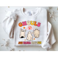 Ghouls Just Wanna Have Fun Halloween Groovy Ghost Sweatshirt