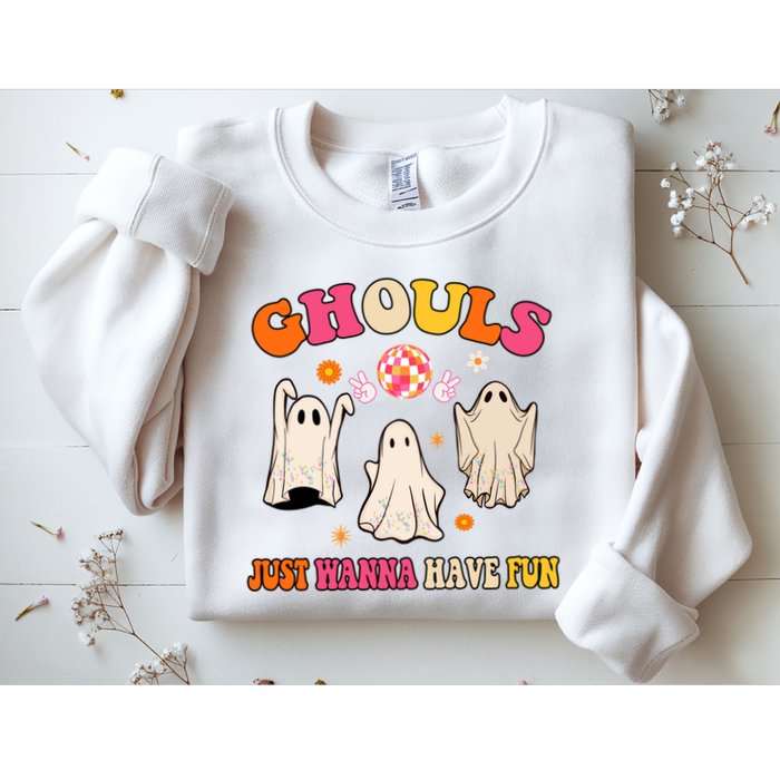 Ghouls Just Wanna Have Fun Halloween Groovy Ghost Sweatshirt