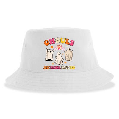 Ghouls Just Wanna Have Fun Halloween Groovy Ghost Sustainable Bucket Hat