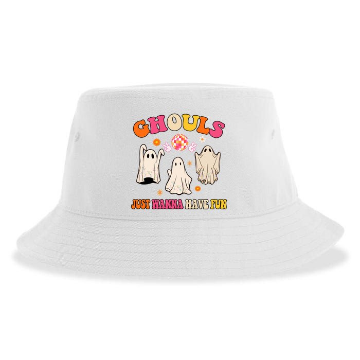 Ghouls Just Wanna Have Fun Halloween Groovy Ghost Sustainable Bucket Hat