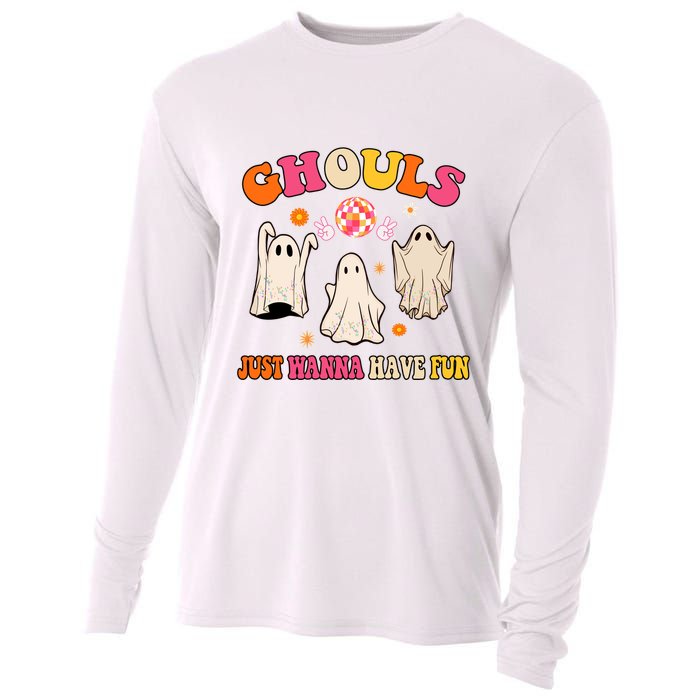 Ghouls Just Wanna Have Fun Halloween Groovy Ghost Cooling Performance Long Sleeve Crew