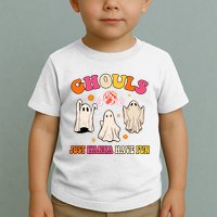 Ghouls Just Wanna Have Fun Halloween Groovy Ghost Toddler T-Shirt