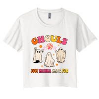 Ghouls Just Wanna Have Fun Halloween Groovy Ghost Crop Top