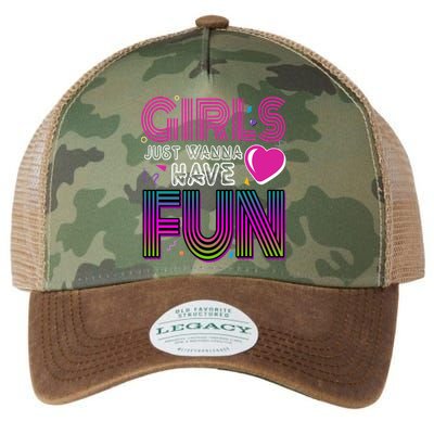 Girls Just Wanna Have Fun 80s Retro Party Legacy Tie Dye Trucker Hat