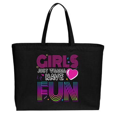 Girls Just Wanna Have Fun 80s Retro Party Cotton Canvas Jumbo Tote