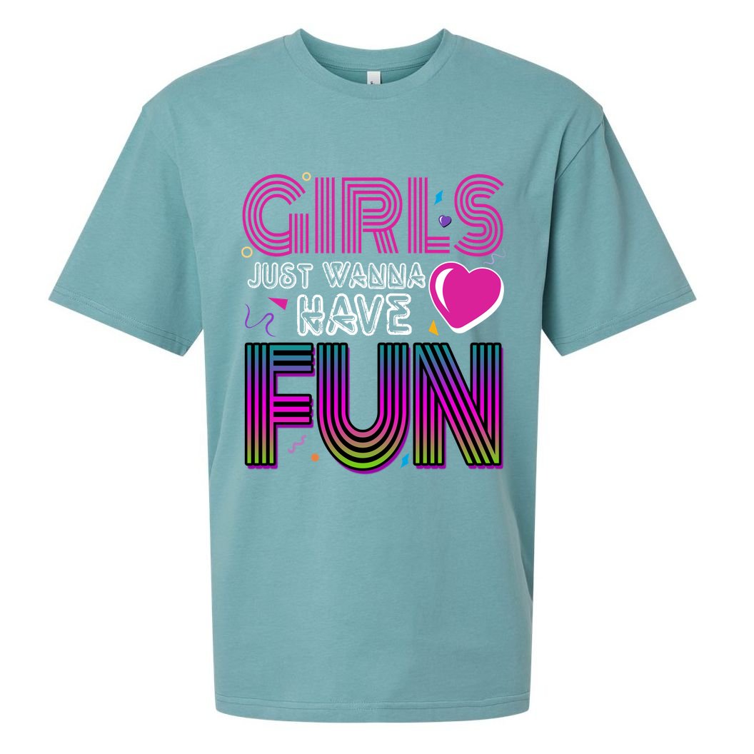 Girls Just Wanna Have Fun 80s Retro Party Sueded Cloud Jersey T-Shirt