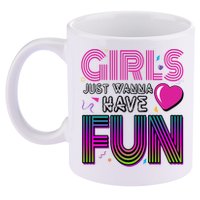 Girls Just Wanna Have Fun 80s Retro Party 11oz C Handle Ceramic Mug