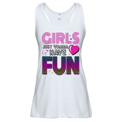 Girls Just Wanna Have Fun 80s Retro Party Ladies Essential Flowy Tank