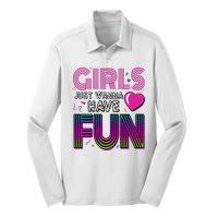 Girls Just Wanna Have Fun 80s Retro Party Silk Touch Performance Long Sleeve Polo