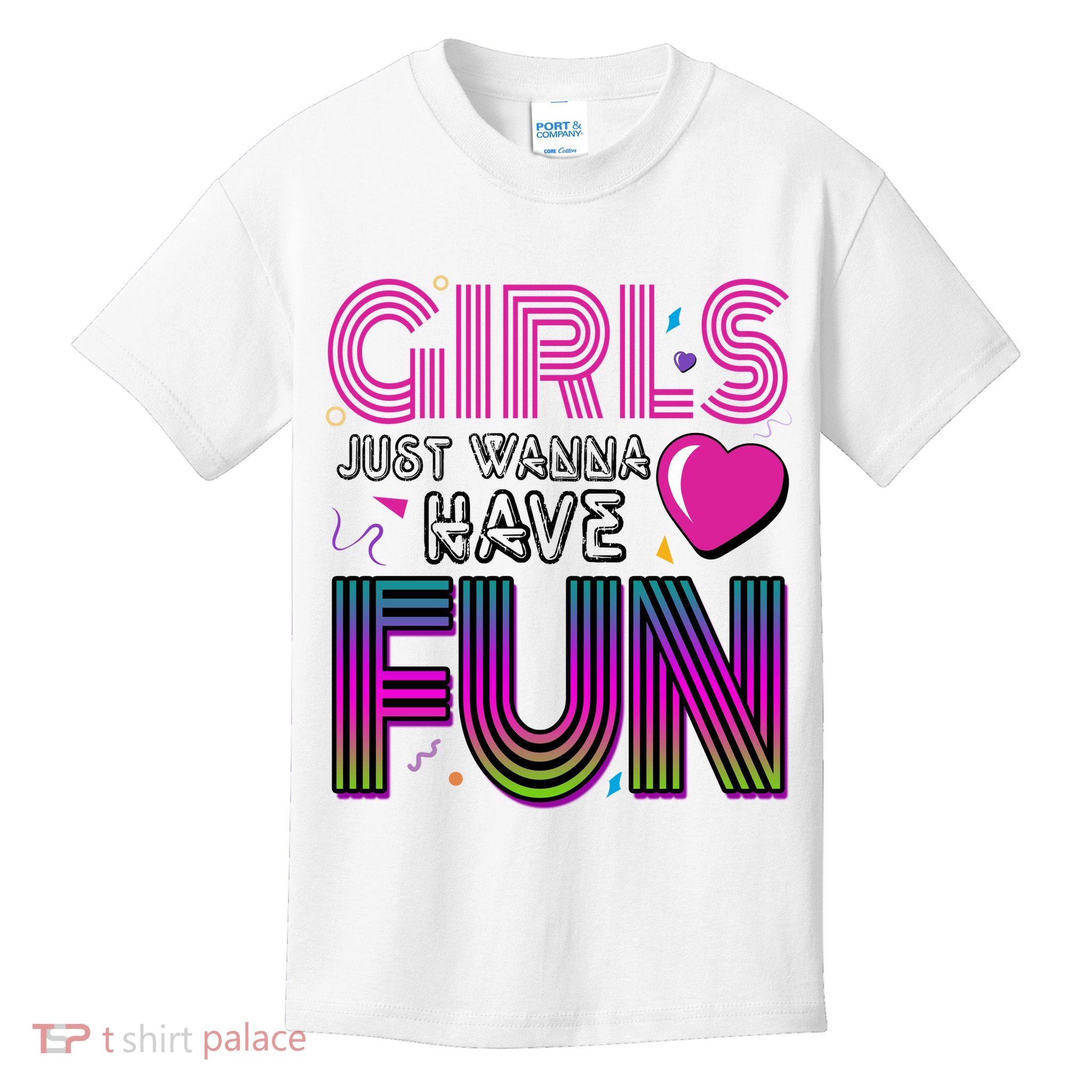 Girls Just Wanna Have Fun 80s Retro Party Kids T-Shirt