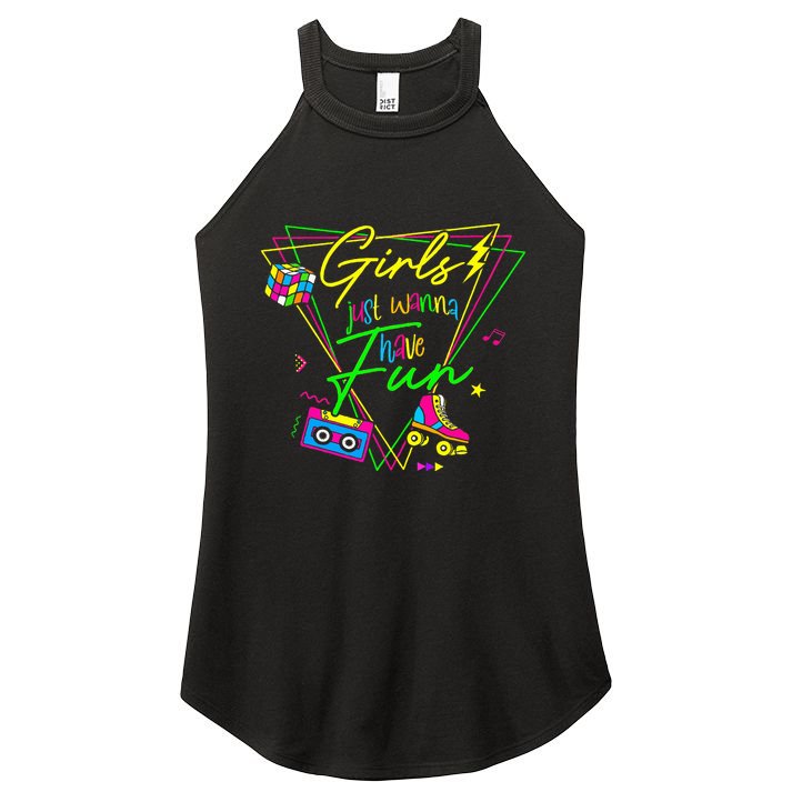 Girl Just Wanna Have Fun This Is My 80s Costume Party Women's Perfect Tri Rocker Tank