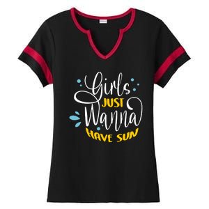 Girls Just Wanna Have Sun Summer Beach Life Ladies Halftime Notch Neck Tee