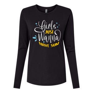 Girls Just Wanna Have Sun Summer Beach Life Womens Cotton Relaxed Long Sleeve T-Shirt