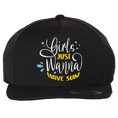 Girls Just Wanna Have Sun Summer Beach Life Wool Snapback Cap