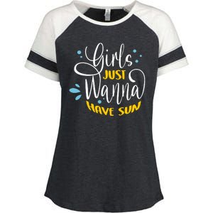 Girls Just Wanna Have Sun Summer Beach Life Enza Ladies Jersey Colorblock Tee