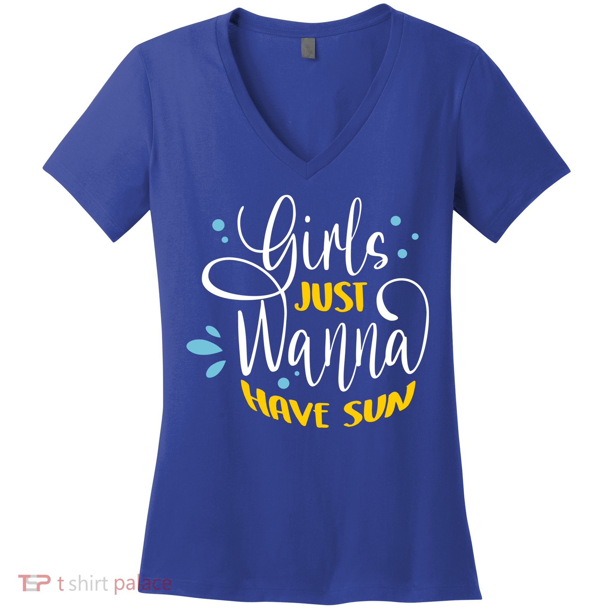 Girls Just Wanna Have Sun Summer Beach Life Women's V-Neck T-Shirt