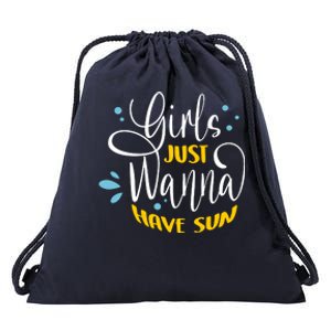 Girls Just Wanna Have Sun Summer Beach Life Drawstring Bag