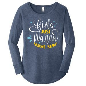 Girls Just Wanna Have Sun Summer Beach Life Women's Perfect Tri Tunic Long Sleeve Shirt