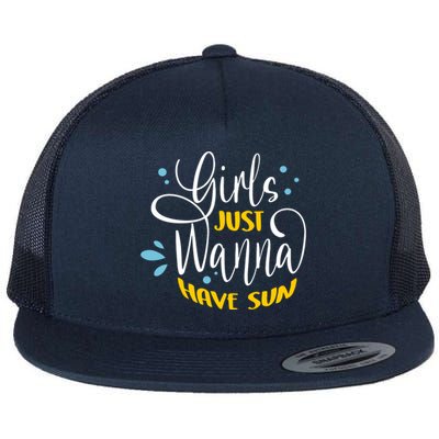 Girls Just Wanna Have Sun Summer Beach Life Flat Bill Trucker Hat