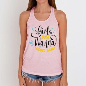 Girls Just Wanna Have Sun Summer Beach Life Women's Knotted Racerback Tank