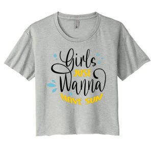 Girls Just Wanna Have Sun Summer Beach Life Women's Crop Top Tee