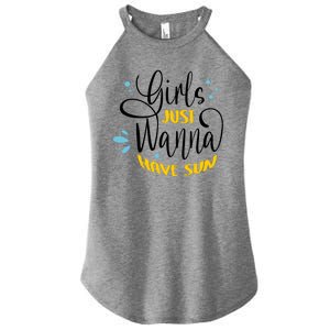 Girls Just Wanna Have Sun Summer Beach Life Women's Perfect Tri Rocker Tank