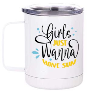 Girls Just Wanna Have Sun Summer Beach Life 12 oz Stainless Steel Tumbler Cup