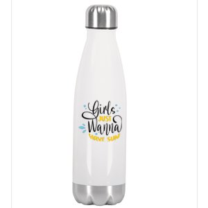 Girls Just Wanna Have Sun Summer Beach Life Stainless Steel Insulated Water Bottle