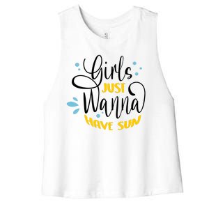 Girls Just Wanna Have Sun Summer Beach Life Women's Racerback Cropped Tank